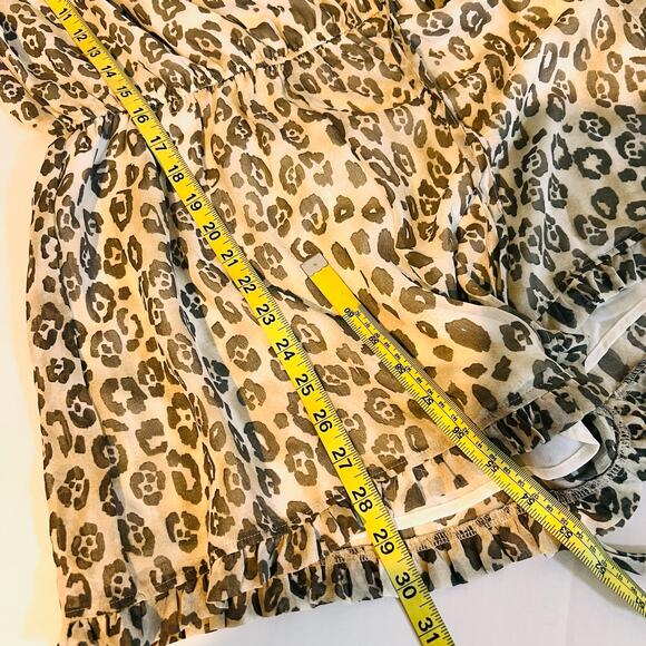 June & Hudson Leopard Print Long Sleeve Romper Size S Small Brown Ivory NWT - Picture 6 of 7